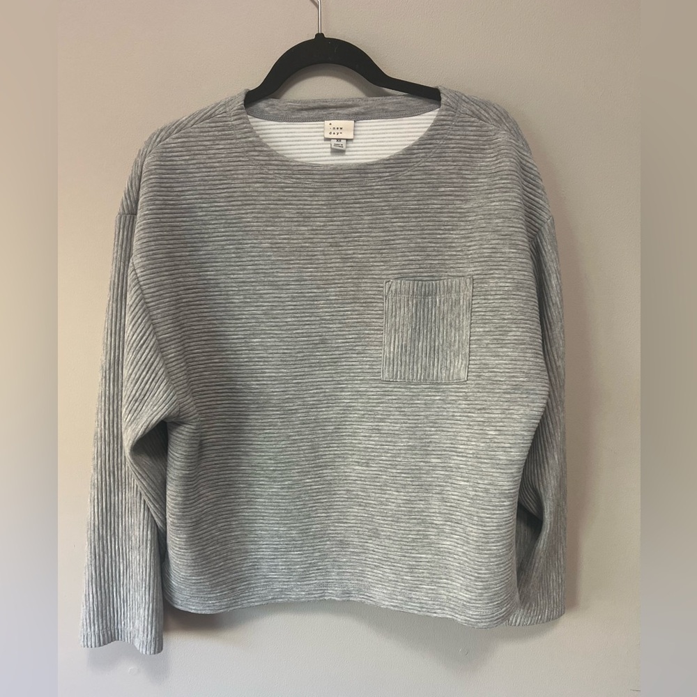 New Day grey ribbed cropped sweater XS